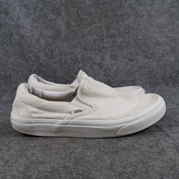 Vans Shoes Womens 8.5 Classic Slip On Casual Sneakers White Canvas Skate Active - Picture 1 of 11